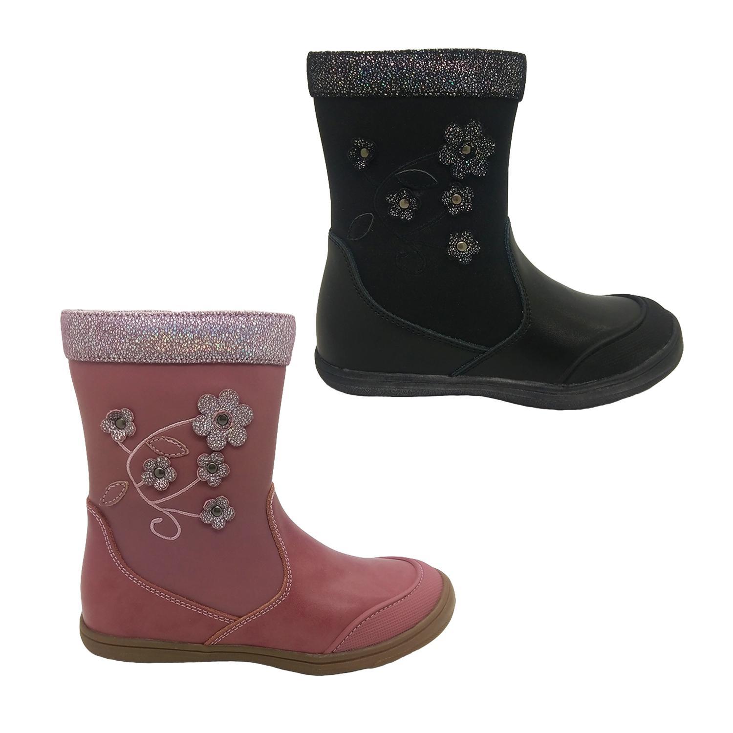 Gro Shu Gypsy Girls Boot Mid Length Glitter Top Zip Side Size 8-2-Black Glitter-AU 8 EURO 26