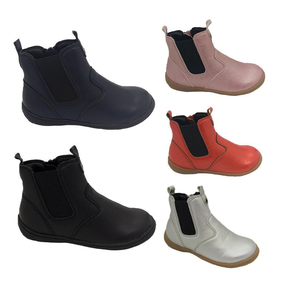 Little Girls Anna Mia Ankle Boots Zip Elastic Flat Cute 5 colours Size 7.5-12 10 Black