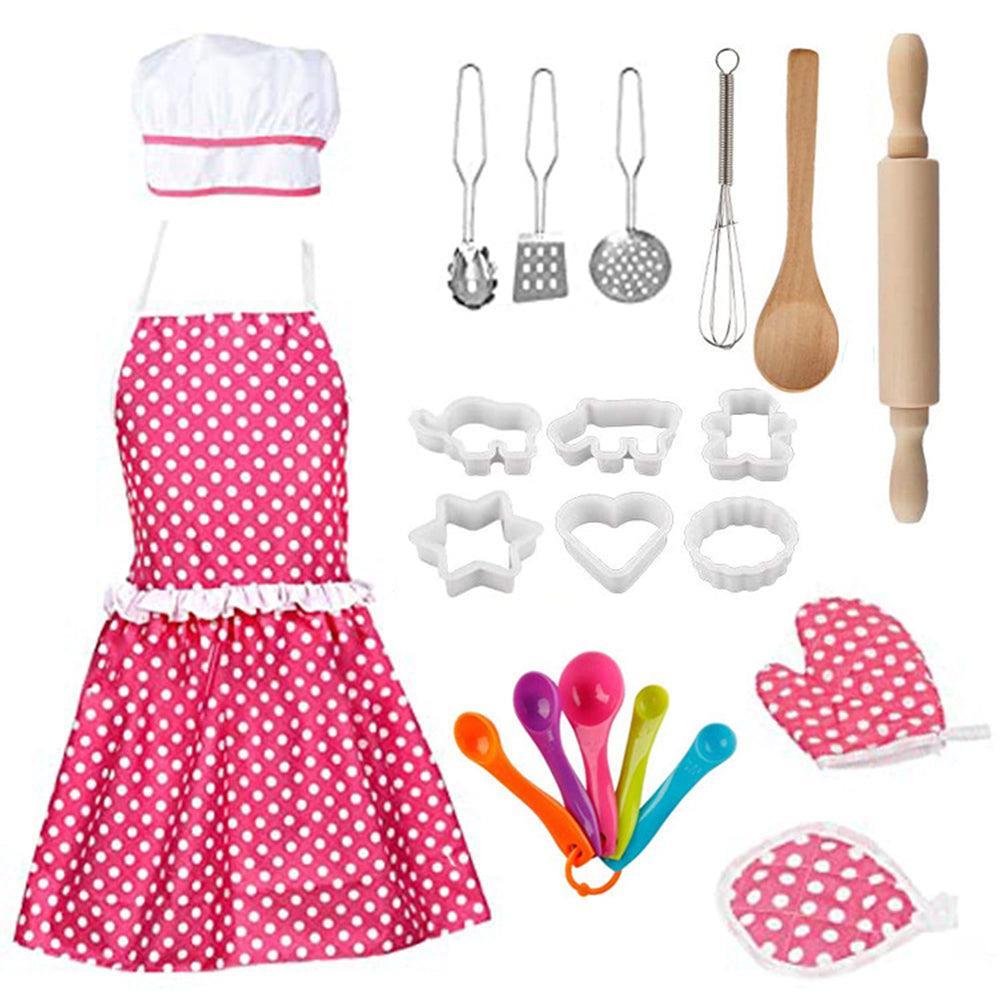 Mini Cooking Play Set with Apron for Kids Kitchen Pretend Toys