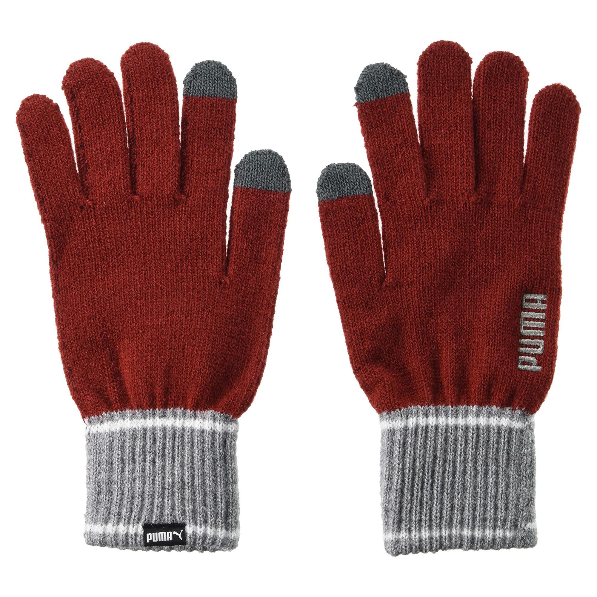 Puma Unisex Adult Knitted Winter Gloves (Red/Grey Heather) (L-XL)