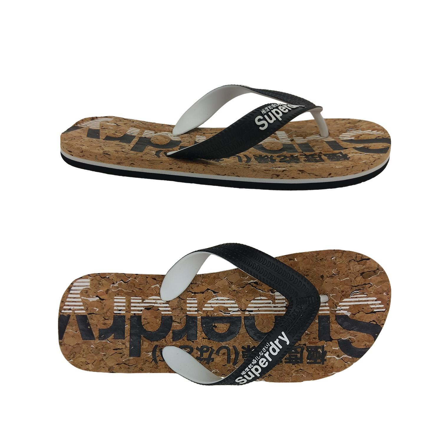 Superdry Cork Flip Flop Mens Thongs Slip On Cork Insole Size S-L-Black-Small