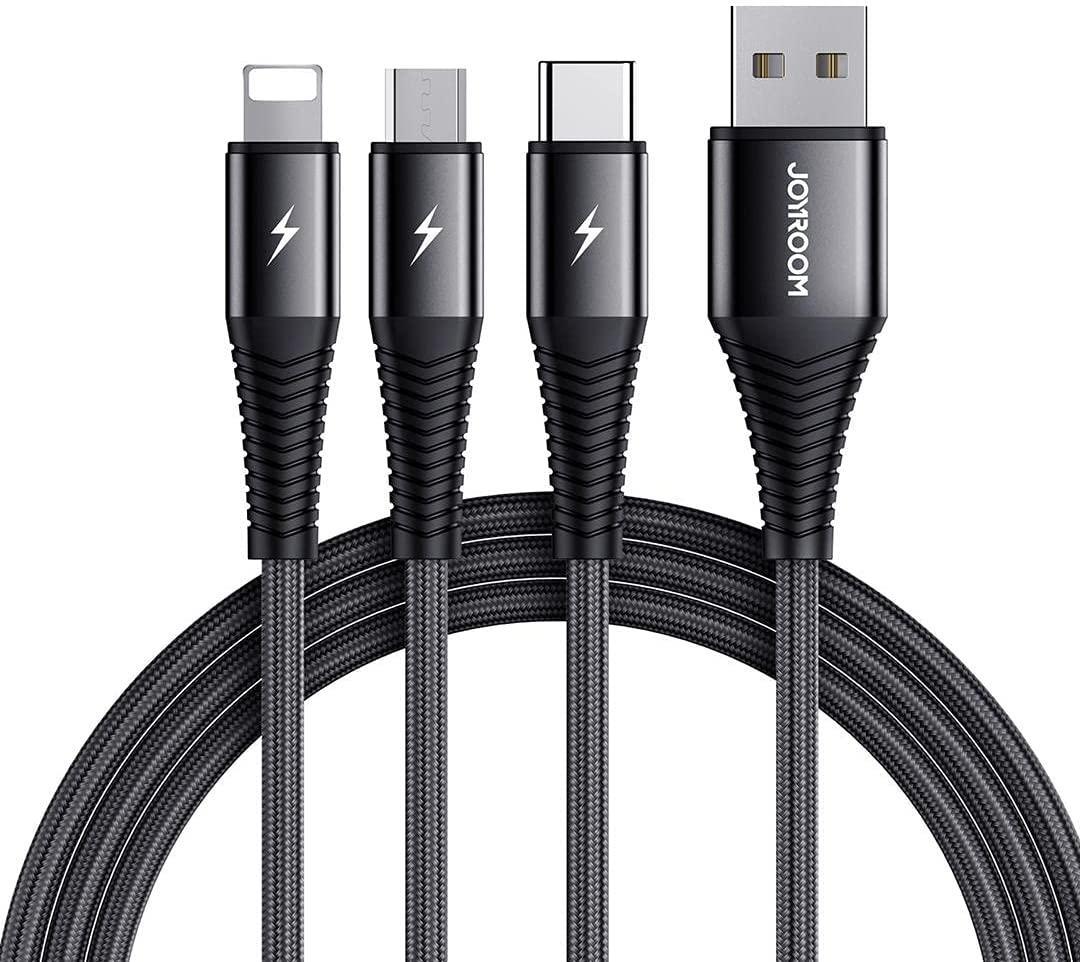 3 in 1 Fast Charging cable for iPhone, Micro USB and Type C devices