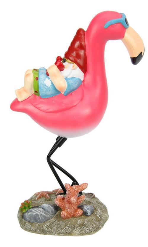 Flamingo With Resting Gnome Figurine - 25cm