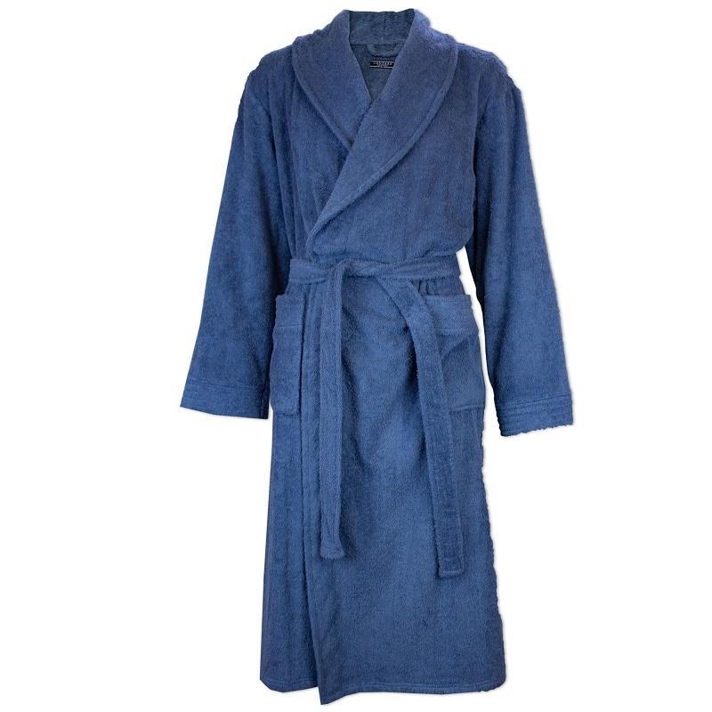 Mens Contare Cotton Terry Towelling Dressing Gown Bath Robe Blue [Size: Small]