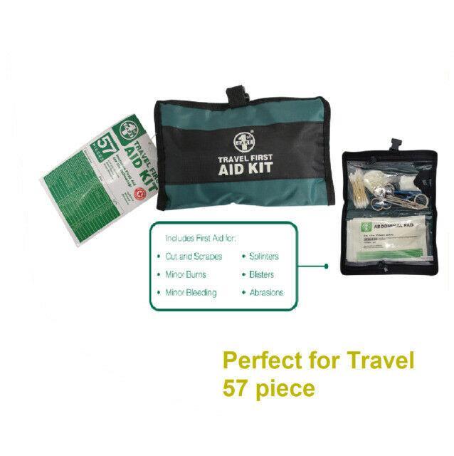 57Pcs First Aid Kit Travel Medical Pouch Emergency 1st Aid Bag Work Holiday Car