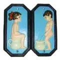 Cast iron boy & girl toilet signs Blue
