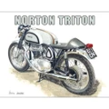 Norton Triton 1957 Sign 40.5 x 31.5cm