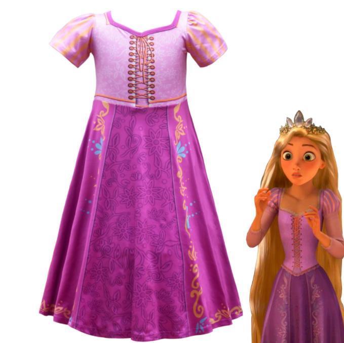 GoodGoods Kid Cutes Girls Rapunzel Purple Dress Short Sleeve Cosplay Costume Party Fancy Dress (6-7Years)