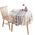 Bohemian Cotton Linen Round Tablecloth Tablecloth for Kitchen-Multicolor