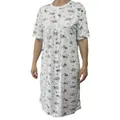 Womens Ladies Cotton Nightie Night Gown Slip Petticoat PJs Sleepwear Dress - White/Pink - 16