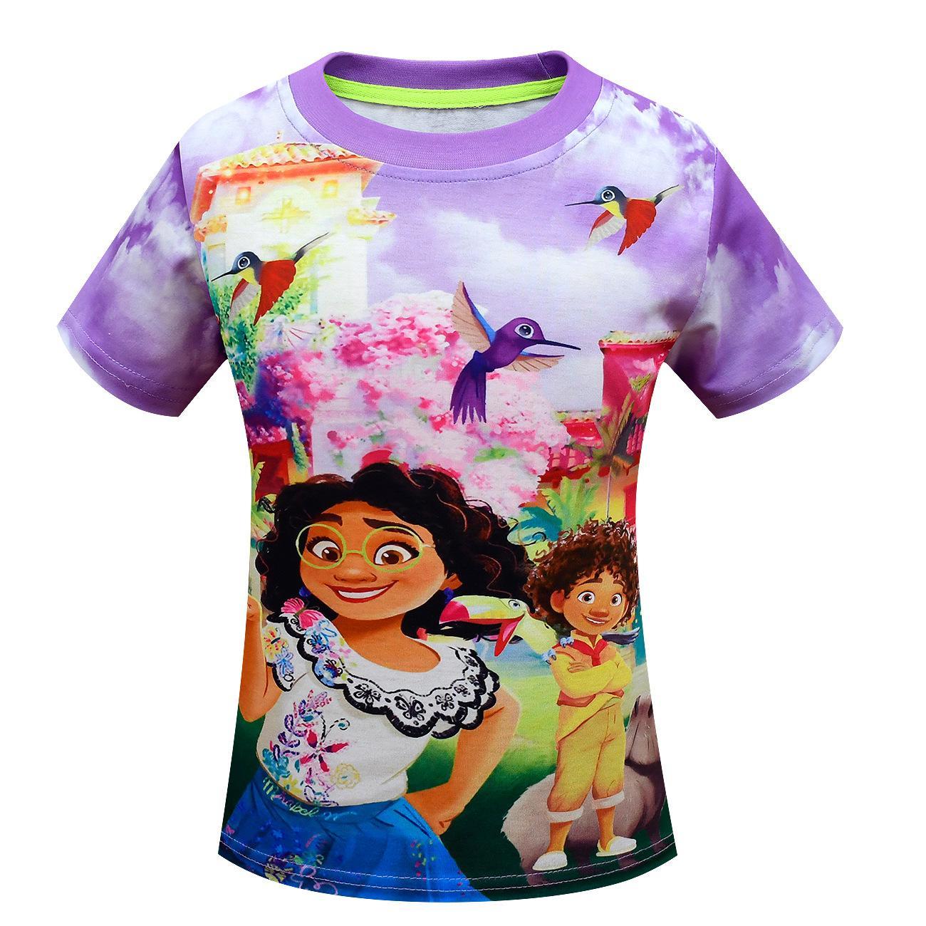 Vicanber Encanto Mirabel Printed T-Shirt Kids Girl Summer Tops Tee Shirts HOT(7-8Year)