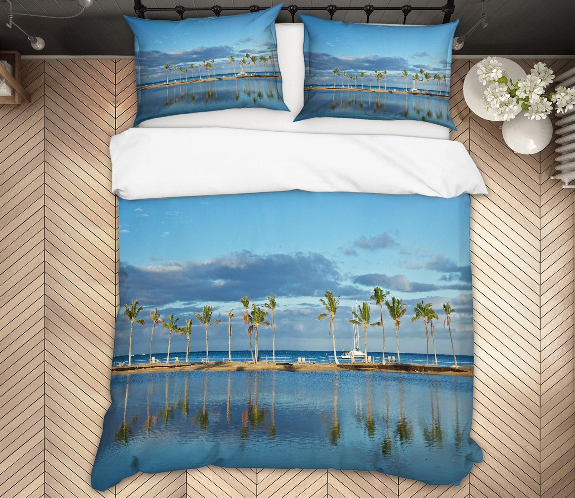 3D Ocean Coconut Tree 8694 Kathy Barefield Quilt Cover Set Bedding Set Pillowcases 3D Bed Pillowcases Quilt Duvet cover