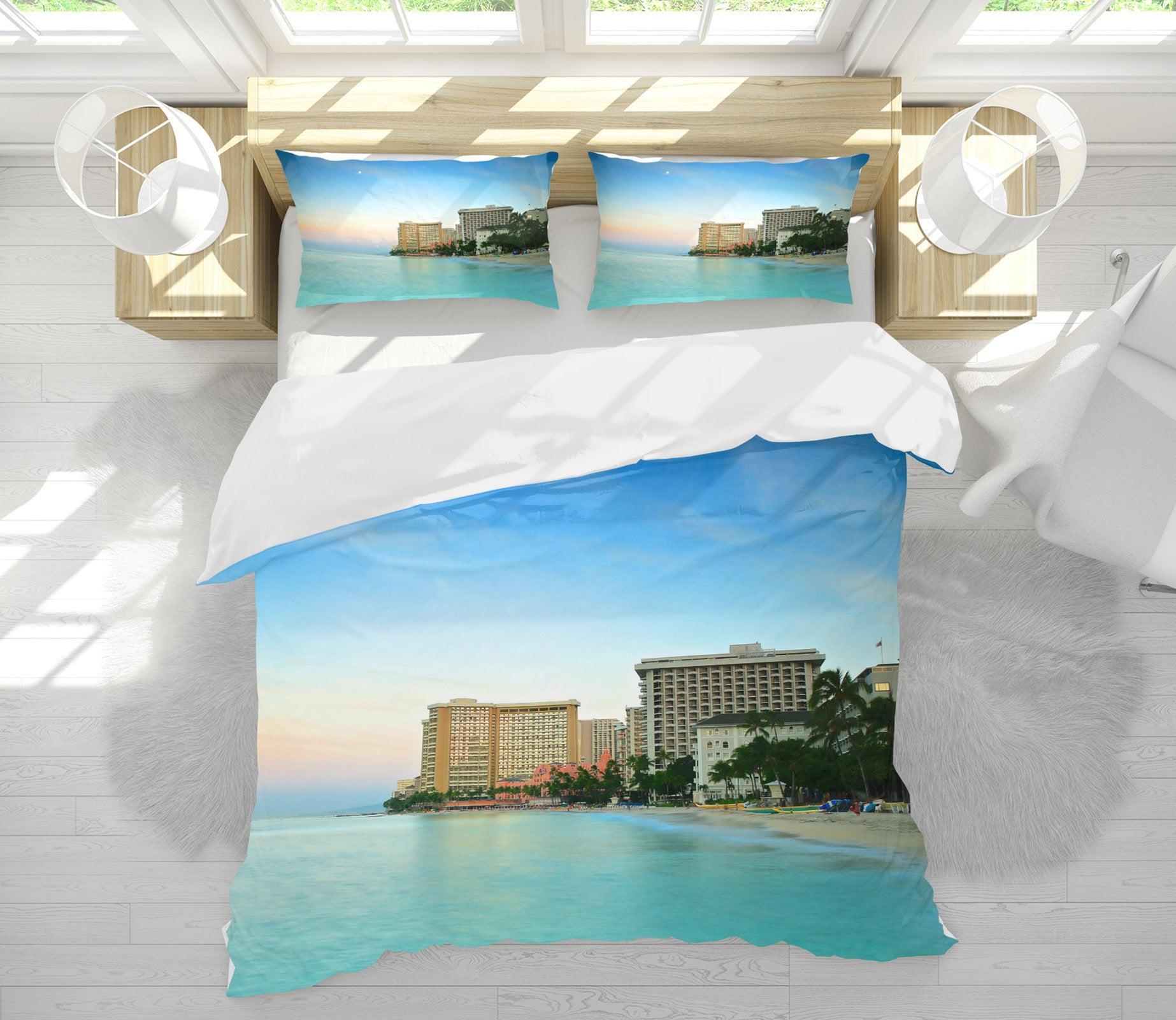3D Seaside Hotel 8693 Kathy Barefield Quilt Cover Set Bedding Set Pillowcases 3D Bed Pillowcases Quilt Duvet cover