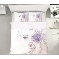 3D Purple Rose Woman 2164 Debi Coules Quilt Cover Set Bedding Set Pillowcases 3D Bed Pillowcases Quilt Duvet cover