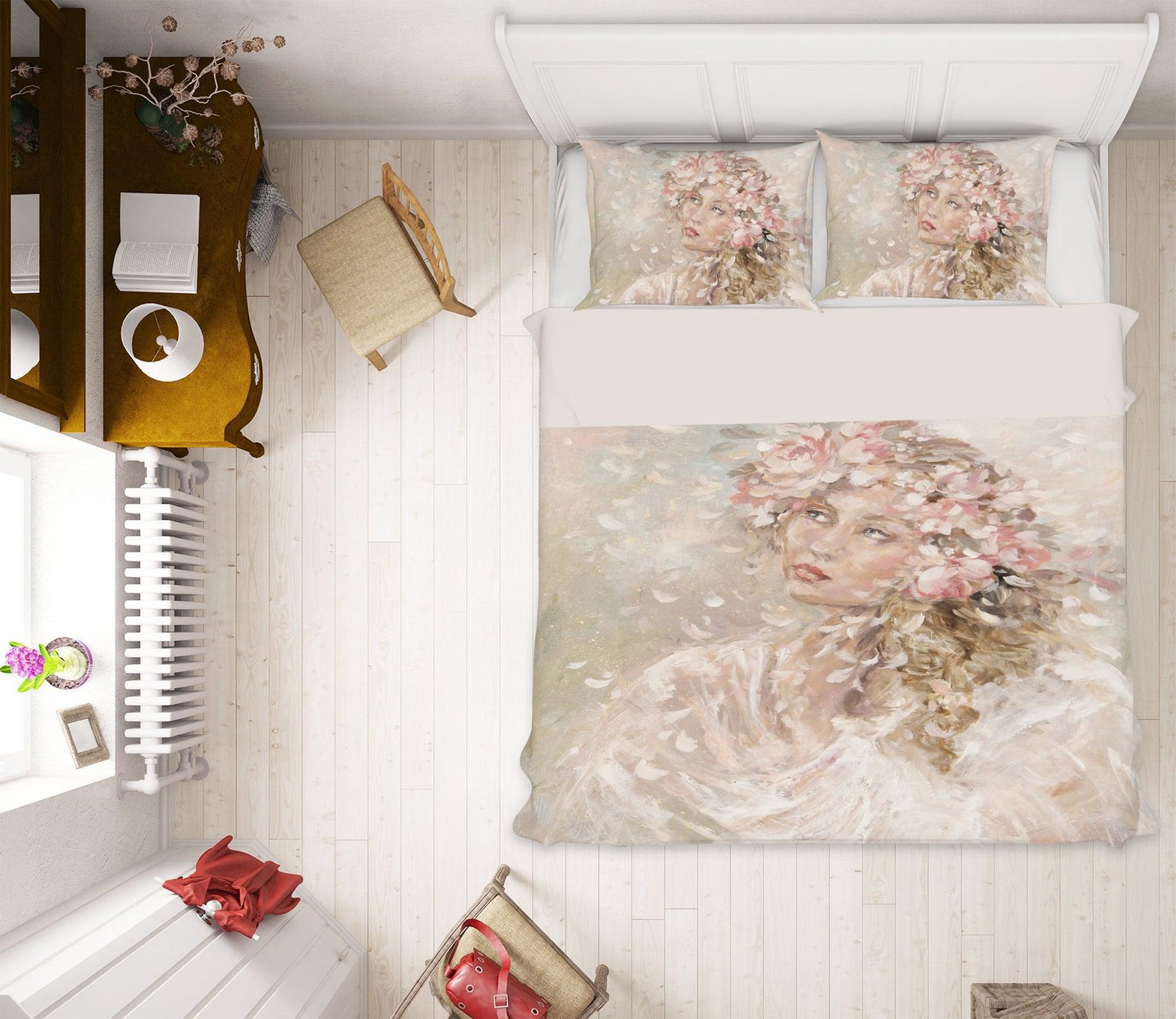 3D Petal Wreath Girl 2124 Debi Coules Quilt Cover Set Bedding Set Pillowcases 3D Bed Pillowcases Quilt Duvet cover