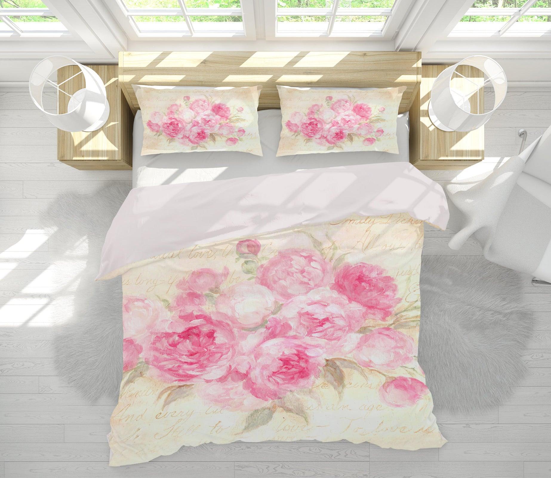 3D Pink Flower Bush 2120 Debi Coules Quilt Cover Set Bedding Set Pillowcases 3D Bed Pillowcases Quilt Duvet cover