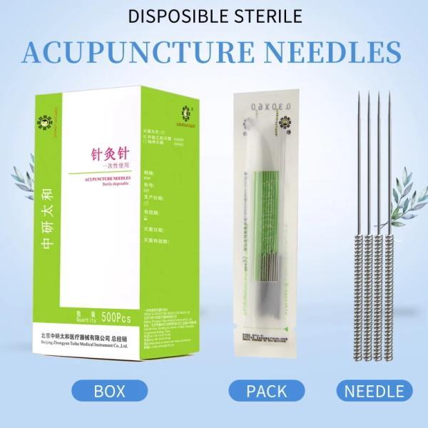 Zhongyan Taihe Disposable Acupuncture Needles Stainless Spring Handle With Tube 500pcs - 0.22*50mm