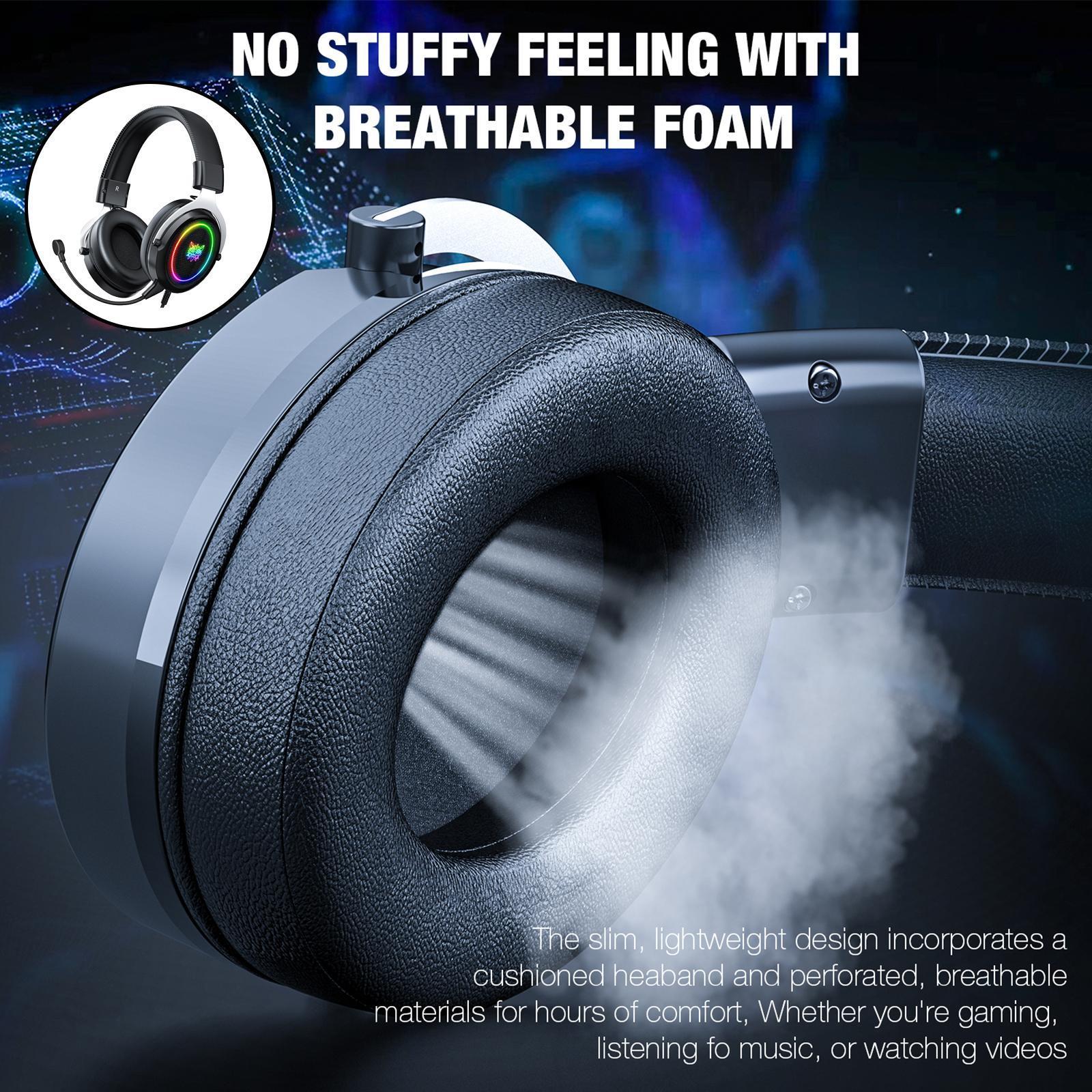 Wired Gaming Headsets Over Ear Headphones Detachable Mic for PC Laptop