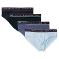 4PK Tommy Hilfiger Men's Cotton Stretch Briefs Underwear Blue Shades