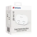 Verbatim Dual USB Surge With Double Adapter - White [66595]