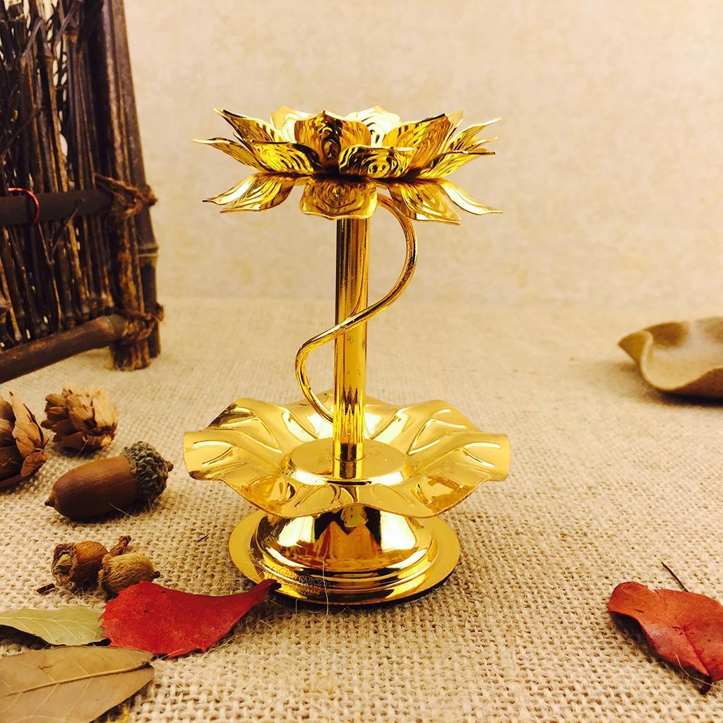Creative Lotus Candle Holder Three Leaf Candle Holder Light Stand for Temple