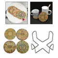4pcs Round Natural Cork Drink Coasters Table Mat with Holder Anti-Scratch