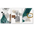Square and Circle 3 sets White Frame Canvas Wall Art Home Decor
