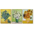 Van Gogh sunflowers Roses 3 sets Gold Frame Canvas Wall Art Home Decor