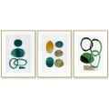 Abstract green dancing 3 sets Gold Frame Canvas Wall Art Home Decor