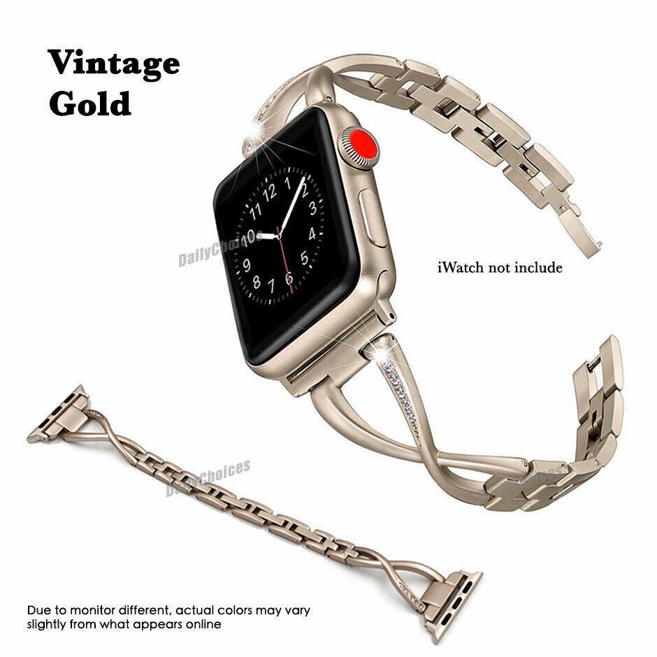 Apple Watch Series 6 5 4 3 2 SE Bling Stainless Steel Bracelet iWatch Band Strap-Gold-41mm