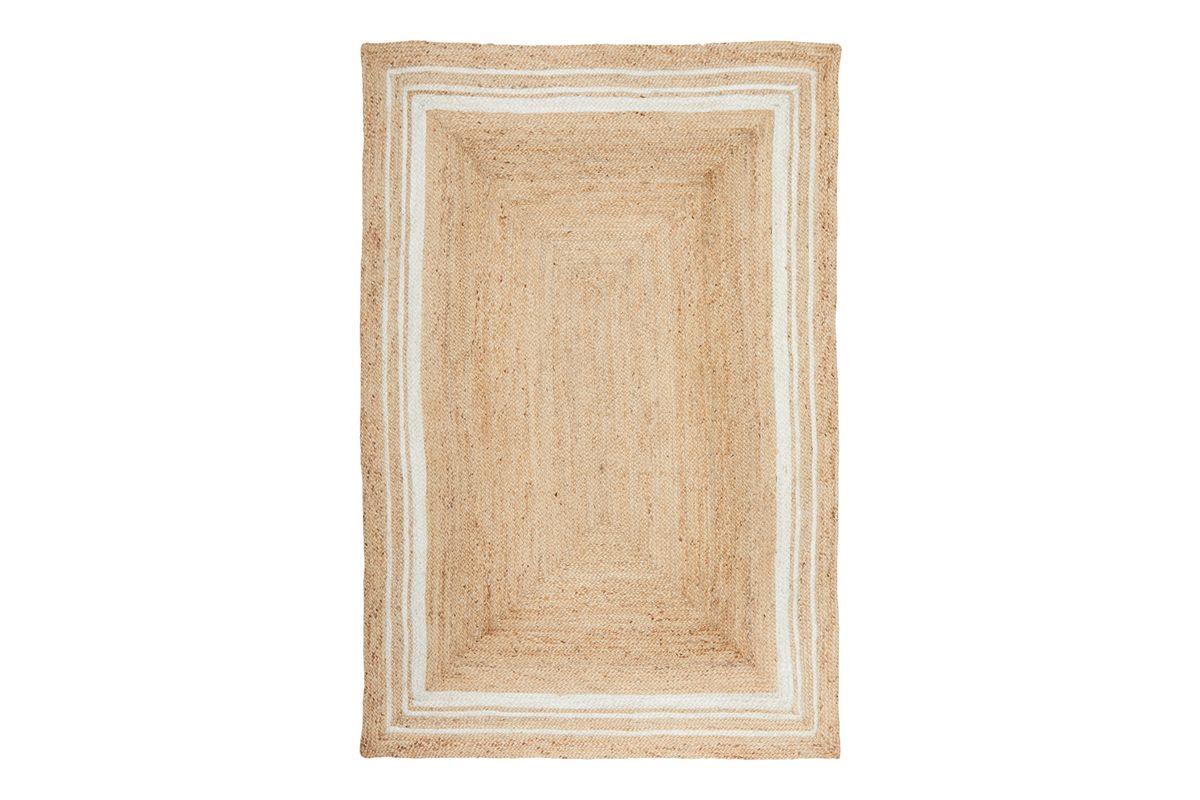 Rug Culture Large Natural & White Border Hand Braided Jute Rug - 280x190cm