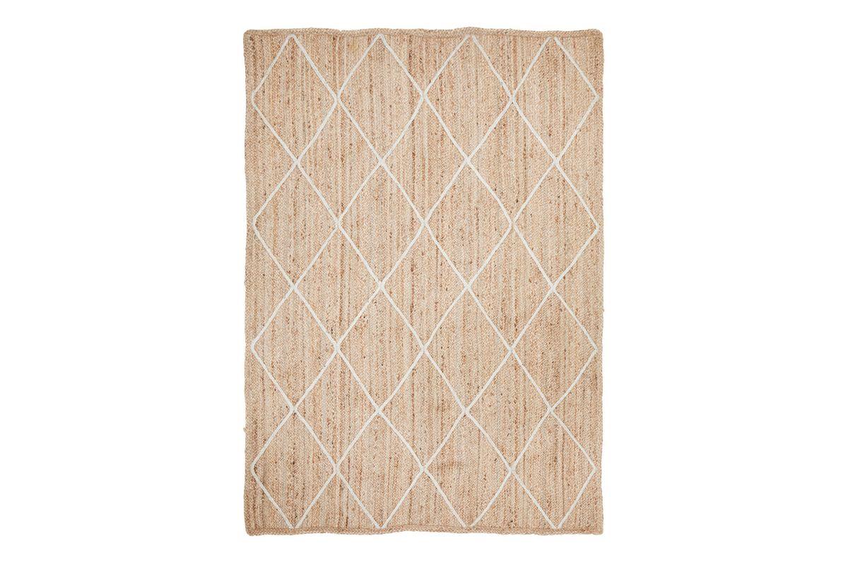 Rug Culture Extra Large Natural & White Hand Braided Jute Diamond Rug - 320x230cm