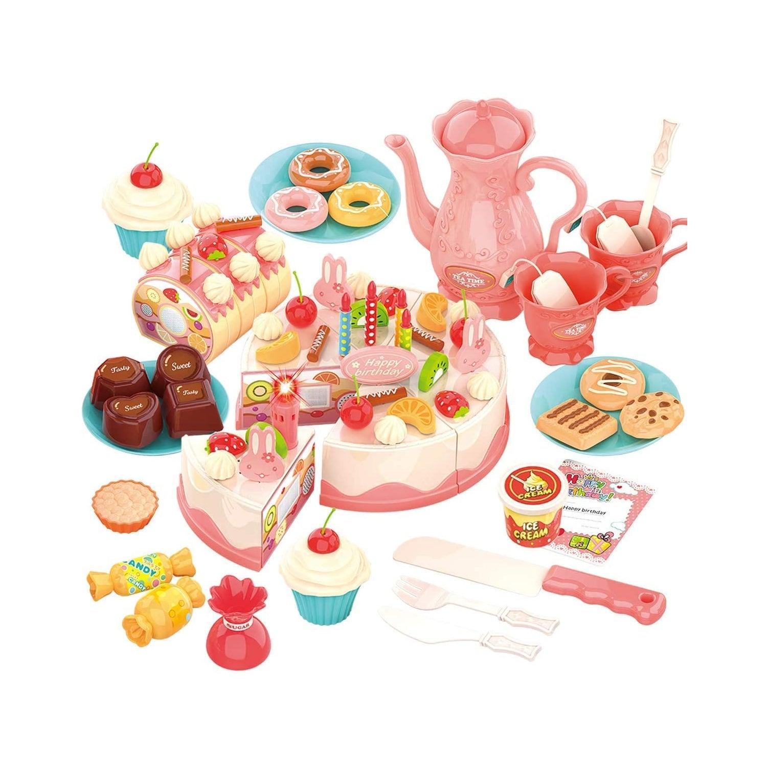Pretend Play Food for Kids DIY 82PCS Decorating and Cutting Birthday Party Cake