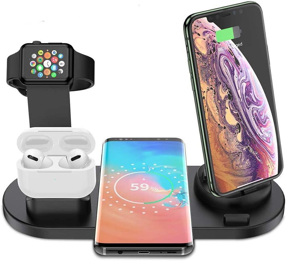 4 in 1 Qi Wireless Charger Charging Station Dock For iPhone Samsung