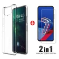 for ASUS ZenFone 7 ZS670KS 5G Accessories Set Transparent Ultra-Thin Non-Yellow Soft TPU Protective Case + 9H Anti-Explosion Anti-Fingerprint Tempered Glass Screen Protector