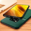 for POCO X3 NFC Case Magnetic Leather Texture Non-Slip TPU Shockproof Protective Case Back Cover