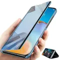 for POCO X3 NFC Case Foldable Flip Plating Mirror Window View Shockproof Full Cover Protective Case