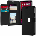 iPhone 7 Mercury Goospery Rich Diary Dual Wallet Flip Case Phone Cover Stand with 5 Card Holder Slots, Black