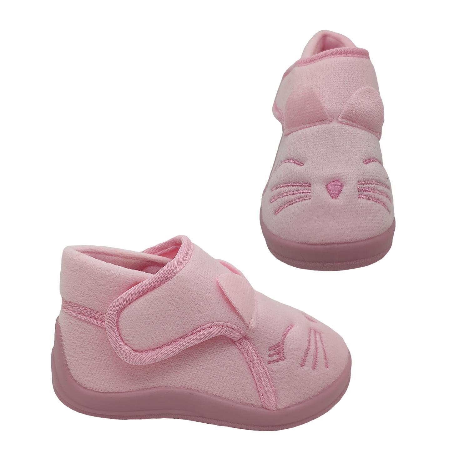 Grosby Flopsy Little Girls Slipper Bootie Dual Opening Cute Face Soft Flexible-Pink-6