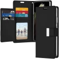 Black Genuine Mercury Rich Diary Wallet Case for iPhone 13-Soft Synthetic Leather