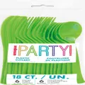18pcs Coloured Colour Plastic Cutlery Knives Forks Spoons Birthday Party Utensil - Lime Green