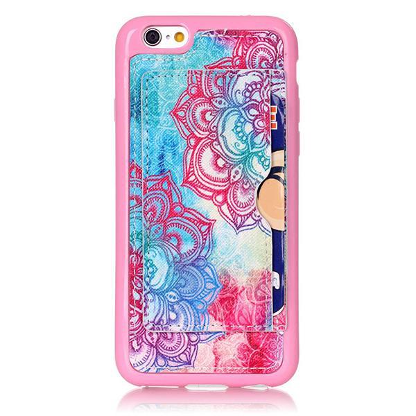 Fashion Pattern Flowers Creative Back Holder Protector Case For iPhone 6/6s Plus