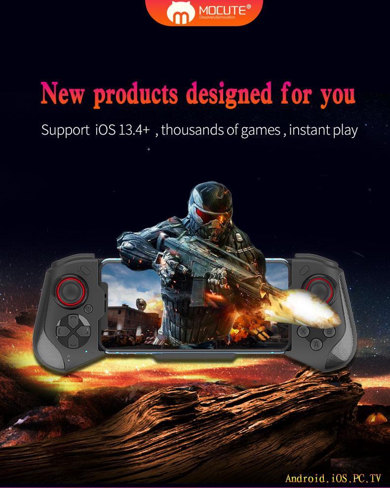 MOCUTE-060 Stretchable bluetooth Wireless Gamepad for PUBG Mobile Games Game Controller for iOS 13.4 Android Smartphone