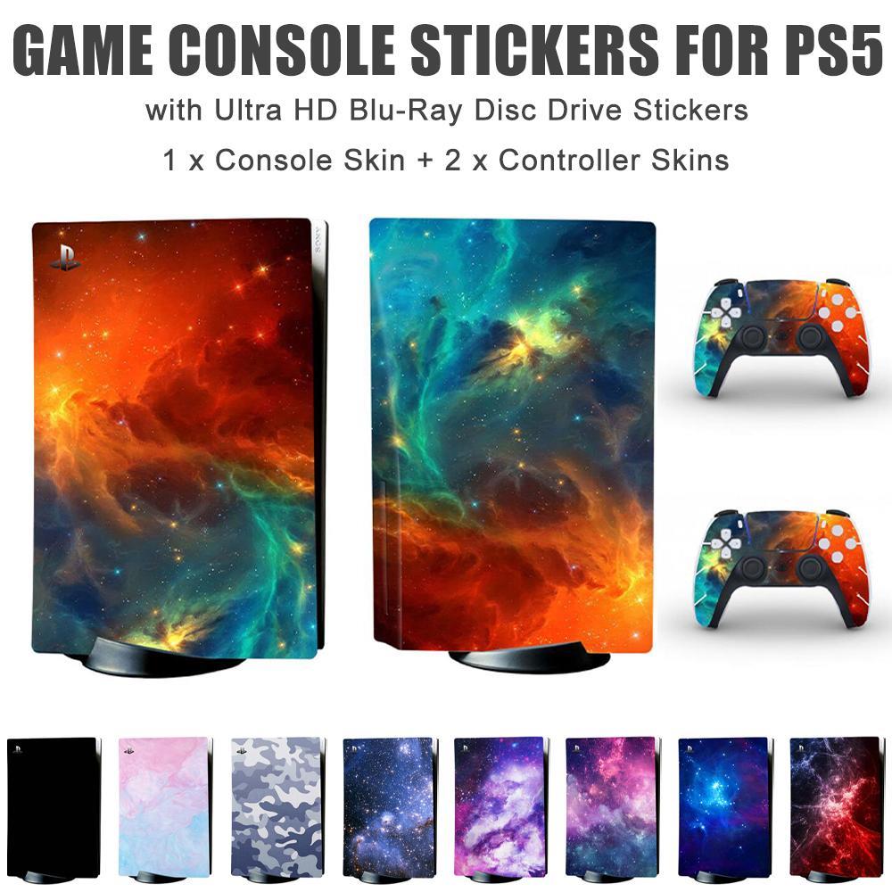 Stickers Skin For Playstation 5 PS5 with Ultra HD Blue-Ray Disc Drive Version Game Console Controller Gamepad Skins