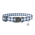 Gingham French Navy Cat Safety Collar & Bell