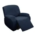 Easy-Going Massage Chair Cover Single Seat Jacquard Recliner Cover Navy Blue