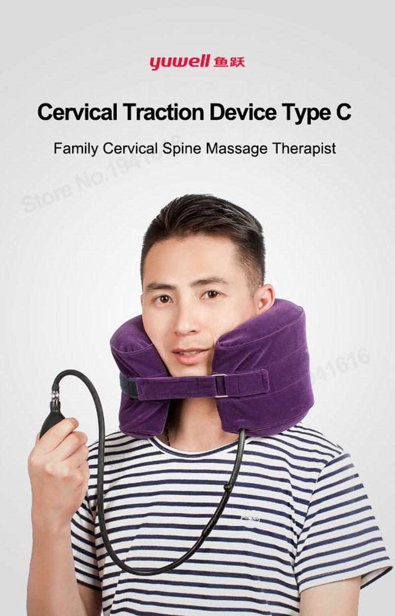 YUWEILL C-shape Cervical Neck Traction Device Spine Massage Travel Pillow Collar Brace Neck Stretcher Hammock Support for Neck Pain Relief Fatigue Relax