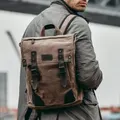 Men Casual Large Capacity Wear-Resistant Canvas Backpack Vintage 15.6 Inch Laptop Bag