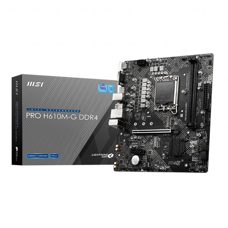 MSI PRO H610M-G DDR4 Intel LGA 1700 mATX Motherboard, M.2/USB 3.2/DP/HDMI/VGA