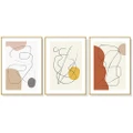 Abstract line art 3 sets Gold Frame Canvas Wall Art Home Decor